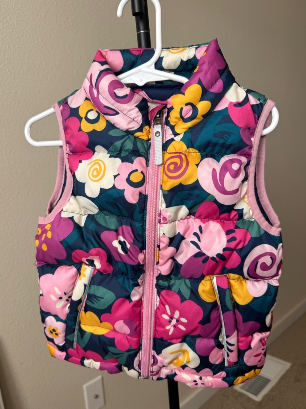 Hanna Andersson Pink Floral Puffer Vest